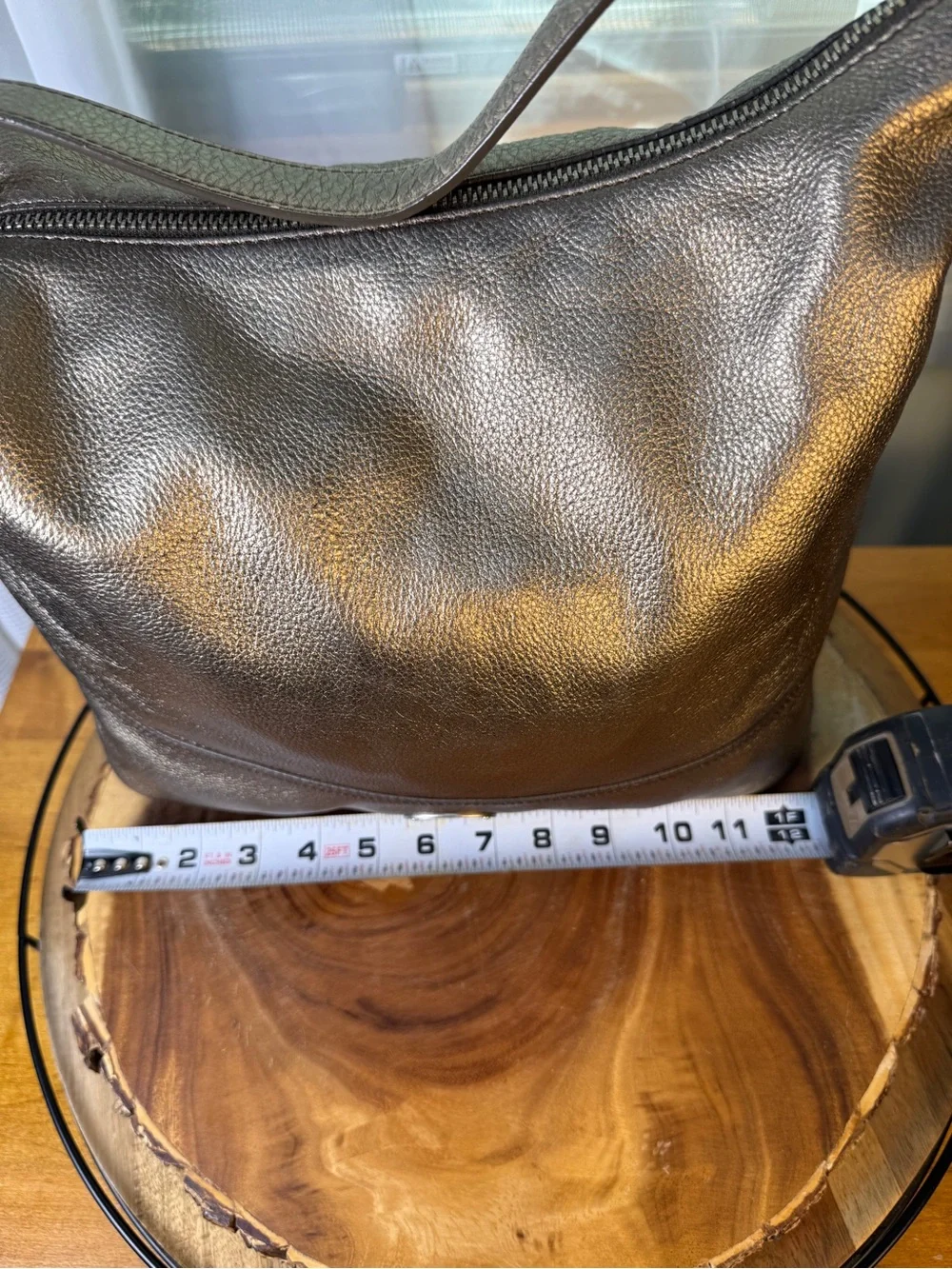 Fossil Gold Metallic Leather Hobo Shoulder Bag + Pouch Freebie EUC